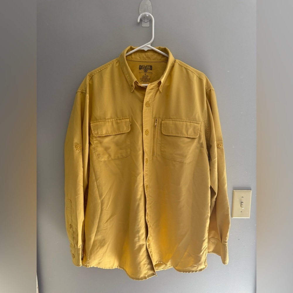 Duluth Trading Co Pale Yellow Long Sleeve Button Down Shirt Men’s SZ M Vented